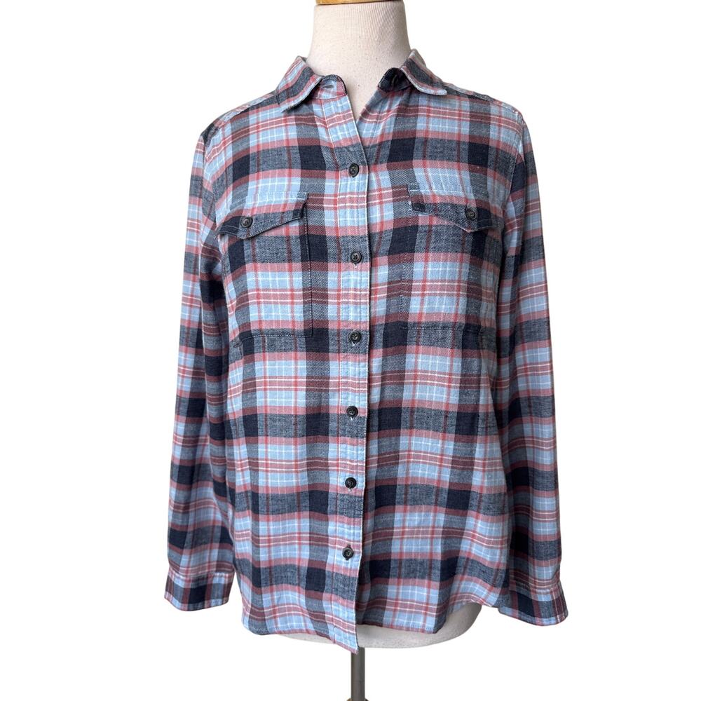 TOAD & CO Re-Form Flannel Shirt Blue Red Small